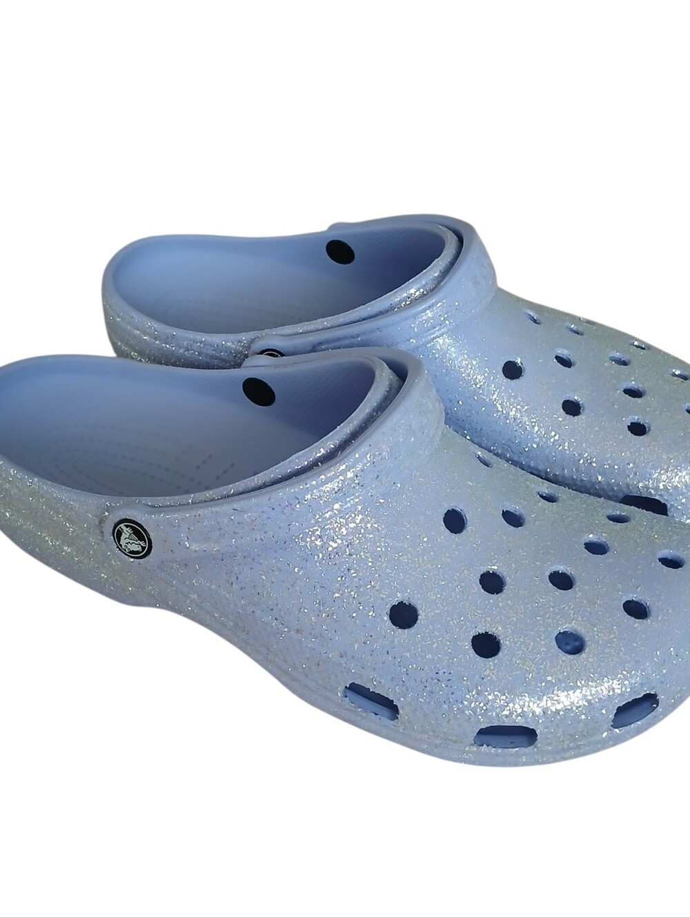 CROCS Classic Glitter Clogs In Moon Jelly Women's 15 Comfort Sparkle Whimsical